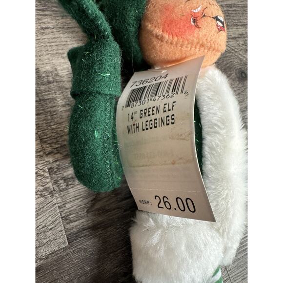 Vintage 2004 Annalee Green Elf W/Striped Pants 14” Set Of 2 Kitschy Christmas - Picture 16 of 16